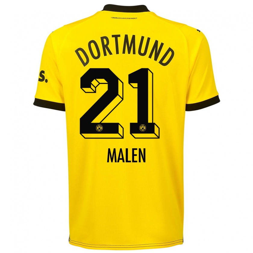 Kandiny Uomo Maglia Donyell Malen #21 Giallo Kit Gara Home 2023/24 Maglietta