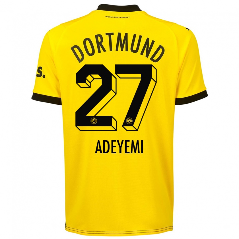 Kandiny Uomo Maglia Karim Adeyemi #27 Giallo Kit Gara Home 2023/24 Maglietta