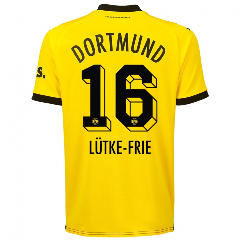 Kandiny Uomo Maglia Dennis Lütke-Frie #16 Giallo Kit Gara Home 2023/24 Maglietta