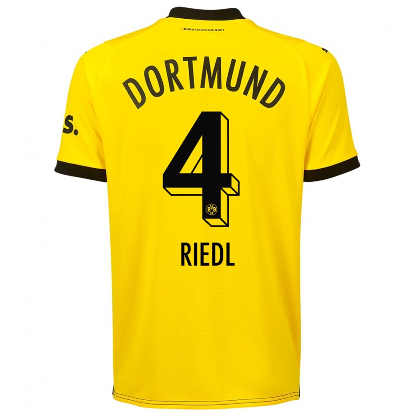 Kandiny Uomo Maglia Jan-Luca Riedl #4 Giallo Kit Gara Home 2023/24 Maglietta