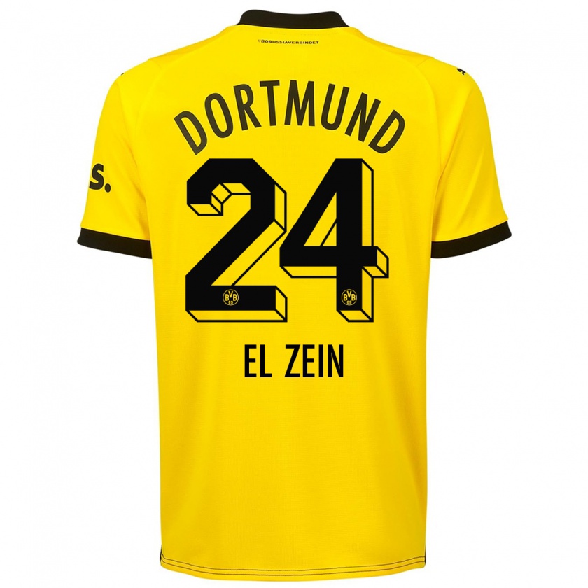 Kandiny Hombre Camiseta Abu-Bekir Omer El-Zein #24 Amarillo 1ª Equipación 2023/24 La Camisa