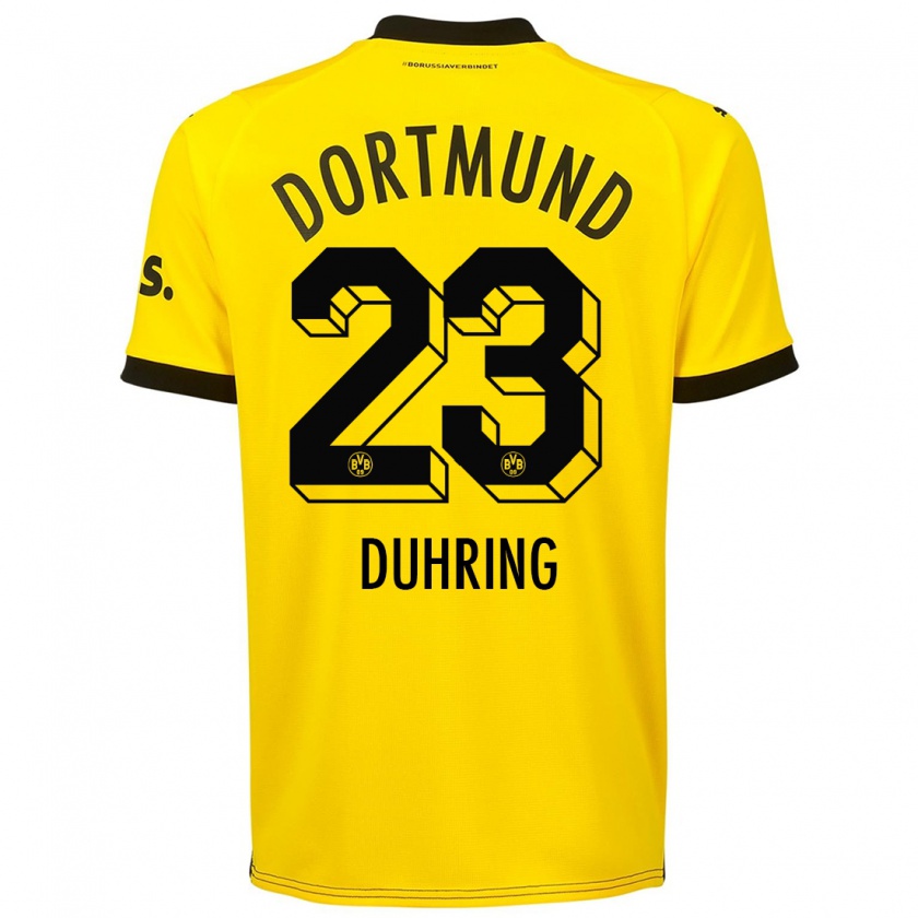 Kandiny Hombre Camiseta Marc Niclas Duhring #23 Amarillo 1ª Equipación 2023/24 La Camisa