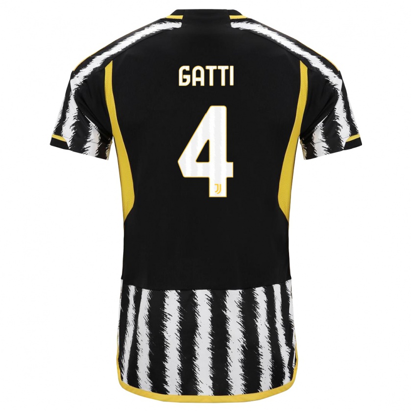 Kandiny Uomo Maglia Federico Gatti #4 Nero Bianco Kit Gara Home 2023/24 Maglietta