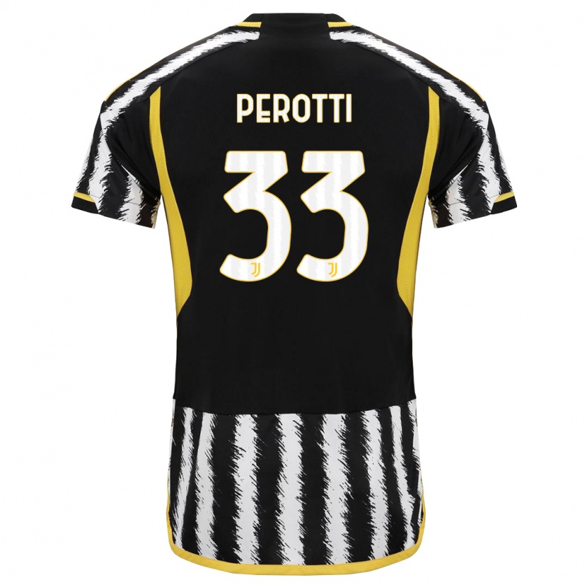 Kandiny Hombre Camiseta Clemente Perotti #33 Blanco Negro 1ª Equipación 2023/24 La Camisa