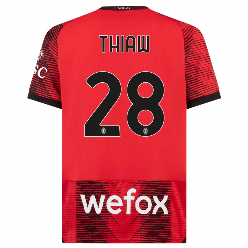 Kandiny Hombre Camiseta Malick Thiaw #28 Negro Rojo 1ª Equipación 2023/24 La Camisa