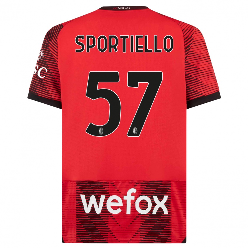 Kandiny Hombre Camiseta Marco Sportiello #57 Negro Rojo 1ª Equipación 2023/24 La Camisa