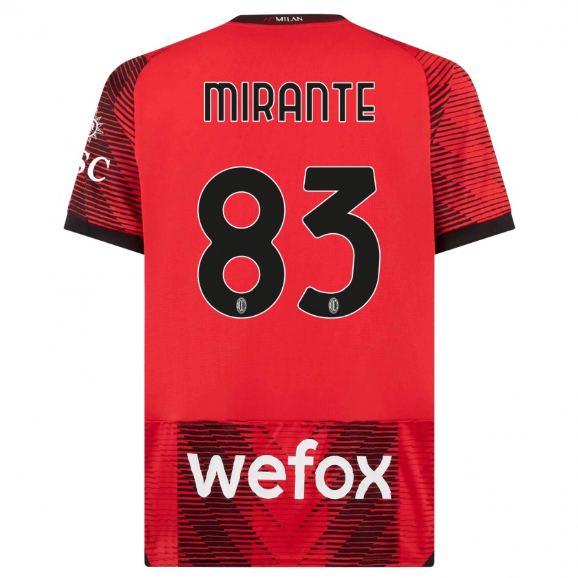 Kandiny Uomo Maglia Antonio Mirante #83 Rosso Nero Kit Gara Home 2023/24 Maglietta