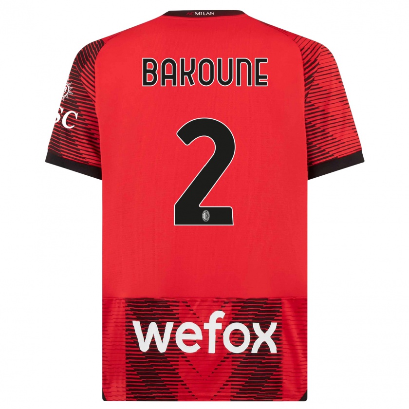 Kandiny Uomo Maglia Adam Bakoune #2 Rosso Nero Kit Gara Home 2023/24 Maglietta