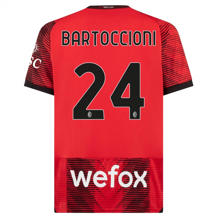 Kandiny Hombre Camiseta Andrea Bartoccioni #24 Negro Rojo 1ª Equipación 2023/24 La Camisa