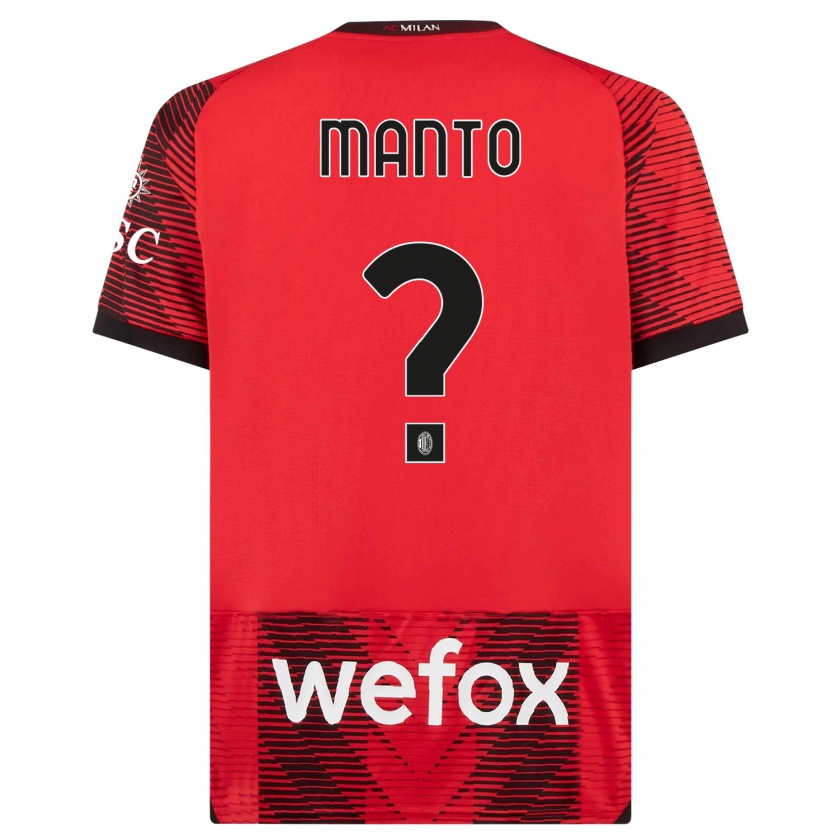 Kandiny Uomo Maglia Gaetano Manto #0 Rosso Nero Kit Gara Home 2023/24 Maglietta