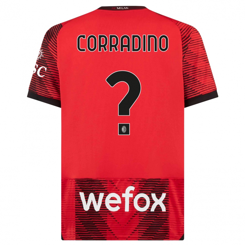 Kandiny Hombre Camiseta Riccardo Corradino #0 Negro Rojo 1ª Equipación 2023/24 La Camisa