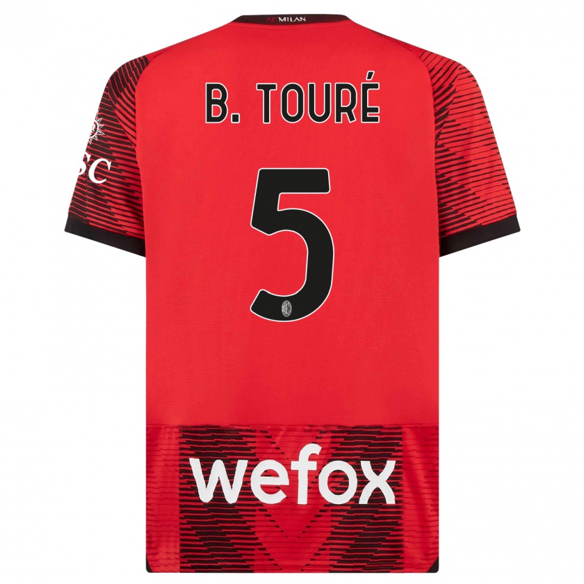 Kandiny Uomo Maglia Fode Ballo-Toure #5 Rosso Nero Kit Gara Home 2023/24 Maglietta