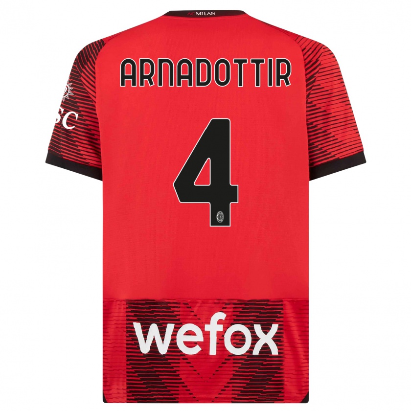 Kandiny Hombre Camiseta Guony Arnadottir #4 Negro Rojo 1ª Equipación 2023/24 La Camisa