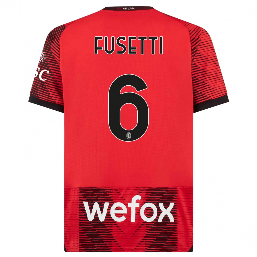 Kandiny Hombre Camiseta Laura Fusetti #6 Negro Rojo 1ª Equipación 2023/24 La Camisa