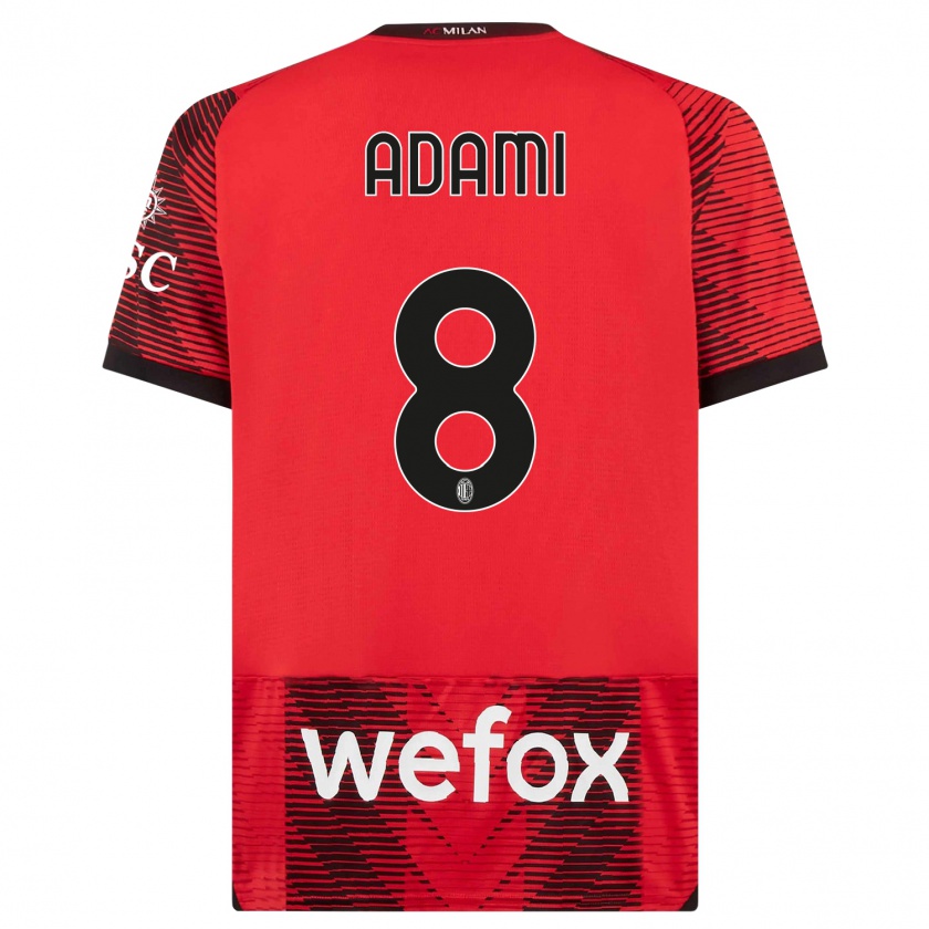 Kandiny Hombre Camiseta Greta Adami #8 Negro Rojo 1ª Equipación 2023/24 La Camisa