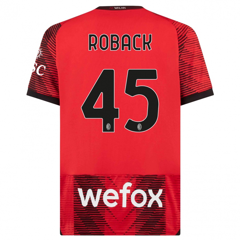 Kandiny Hombre Camiseta Emil Roback #45 Negro Rojo 1ª Equipación 2023/24 La Camisa