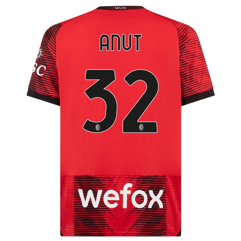 Kandiny Uomo Maglia Niccolo Anut #32 Rosso Nero Kit Gara Home 2023/24 Maglietta