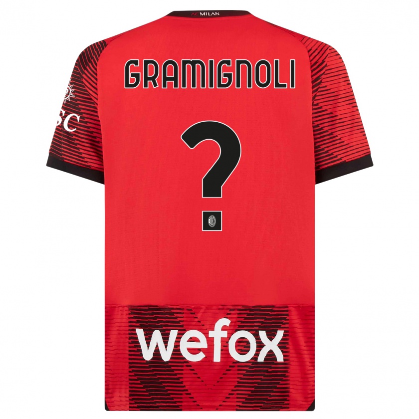 Kandiny Uomo Maglia Luca Gramignoli #0 Rosso Nero Kit Gara Home 2023/24 Maglietta