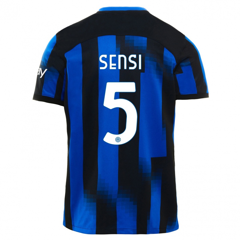 Kandiny Hombre Camiseta Stefano Sensi #5 Azul Negro 1ª Equipación 2023/24 La Camisa