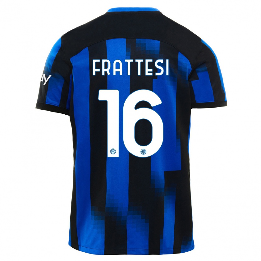 Kandiny Hombre Camiseta Davide Frattesi #16 Azul Negro 1ª Equipación 2023/24 La Camisa México