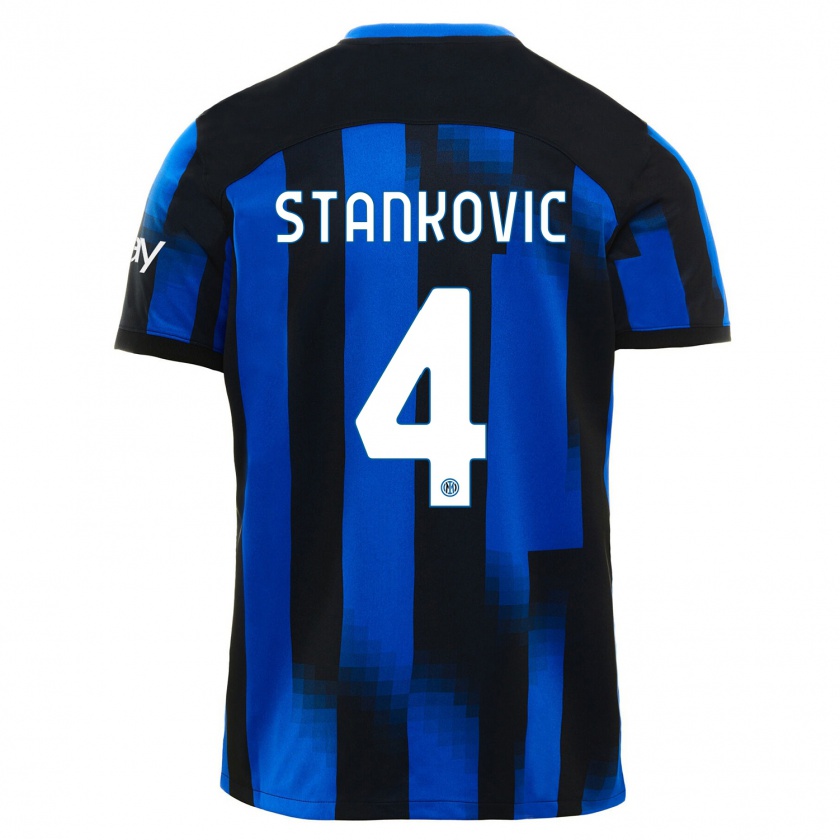 Kandiny Hombre Camiseta Aleksandar Stankovic #4 Azul Negro 1ª Equipación 2023/24 La Camisa