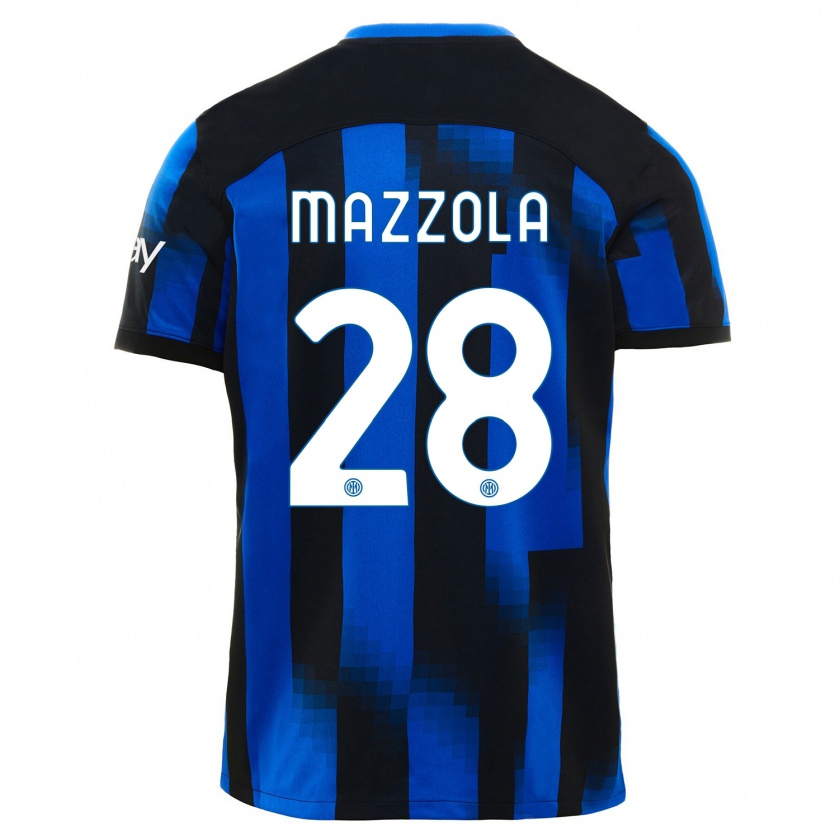 Kandiny Heren Giuseppe Mazzola #28 Zwart Blauw Thuisshirt Thuistenue 2023/24 T-Shirt België