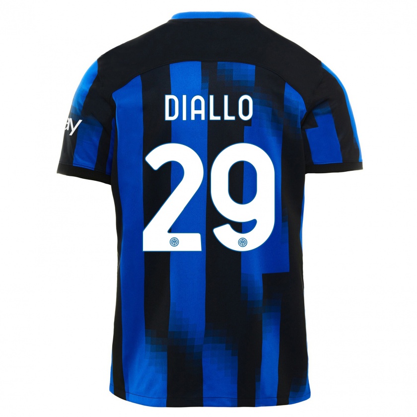 Kandiny Hombre Camiseta Oumar Diallo #29 Azul Negro 1ª Equipación 2023/24 La Camisa México