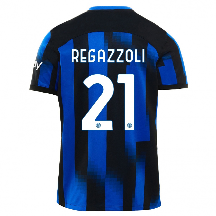 Kandiny Uomo Maglia Alice Regazzoli #21 Nero Blu Kit Gara Home 2023/24 Maglietta