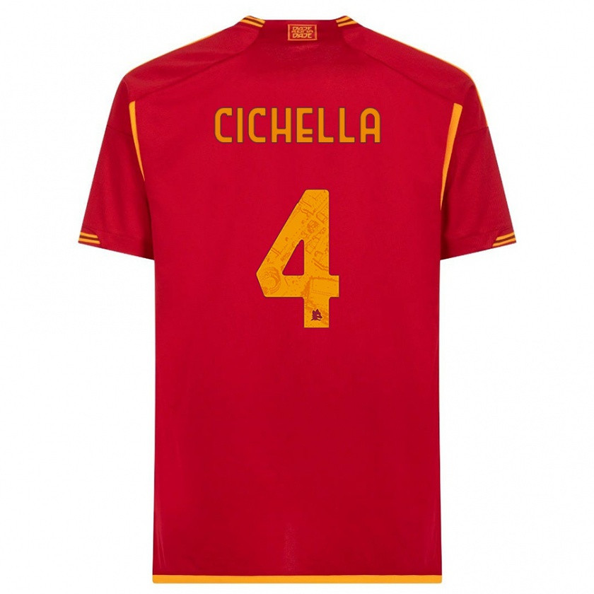 Kandiny Uomo Maglia Matteo Cichella #4 Rosso Kit Gara Home 2023/24 Maglietta