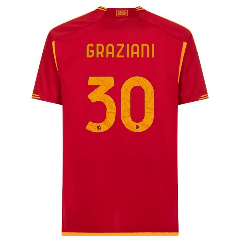 Kandiny Uomo Maglia Leonardo Graziani #30 Rosso Kit Gara Home 2023/24 Maglietta