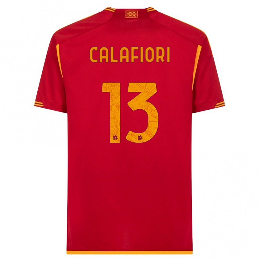 Kandiny Hombre Camiseta Riccardo Calafiori #13 Rojo 1ª Equipación 2023/24 La Camisa