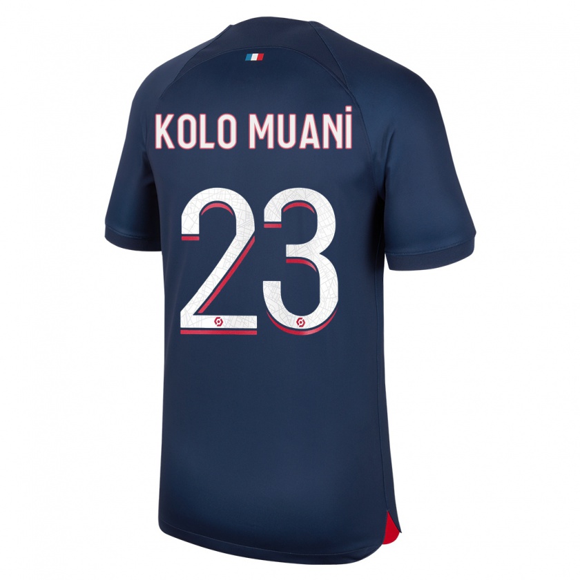 Kandiny Heren Randal Kolo Muani #23 Blauw Rood Thuisshirt Thuistenue 2023/24 T-Shirt België