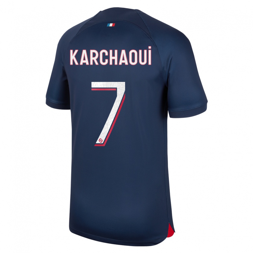 Kandiny Uomo Maglia Sakina Karchaoui #7 Blu Rosso Kit Gara Home 2023/24 Maglietta