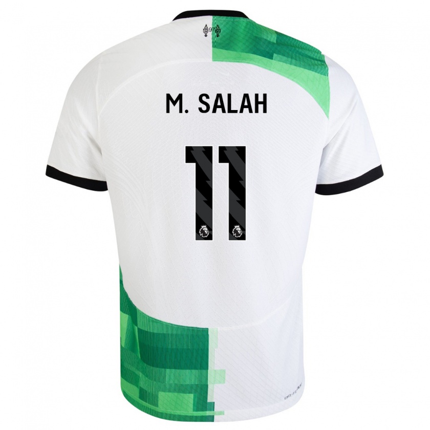 Kandiny Hombre Camiseta Mohamed Salah #11 Blanco Verde 2ª Equipación 2023/24 La Camisa