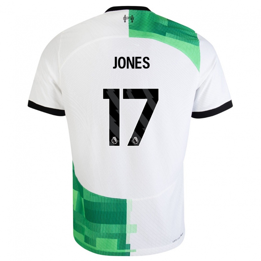 Kandiny Hombre Camiseta Curtis Jones #17 Blanco Verde 2ª Equipación 2023/24 La Camisa