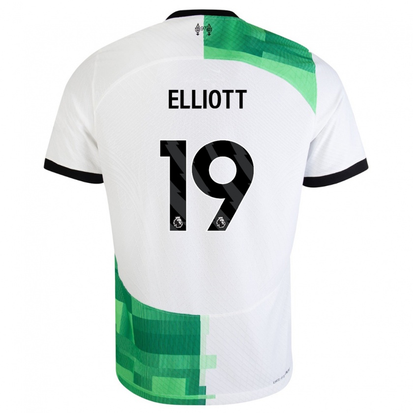 Kandiny Hombre Camiseta Harvey Elliott #19 Blanco Verde 2ª Equipación 2023/24 La Camisa