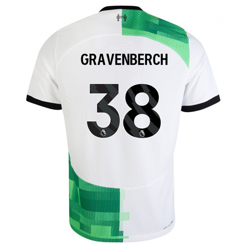 Kandiny Uomo Maglia Ryan Gravenberch #38 Bianco Verde Kit Gara Away 2023/24 Maglietta