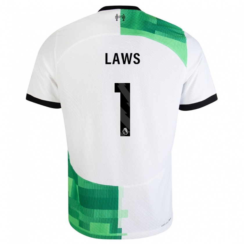 Kandiny Hombre Camiseta Rachael Laws #1 Blanco Verde 2ª Equipación 2023/24 La Camisa