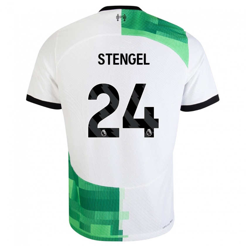 Kandiny Hombre Camiseta Katie Stengel #24 Blanco Verde 2ª Equipación 2023/24 La Camisa