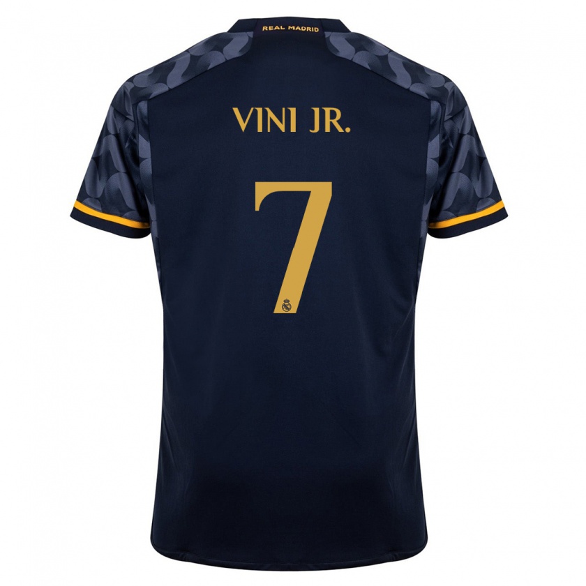 Kandiny Uomo Maglia Vinicius Junior #7 Blu Scuro Kit Gara Away 2023/24 Maglietta