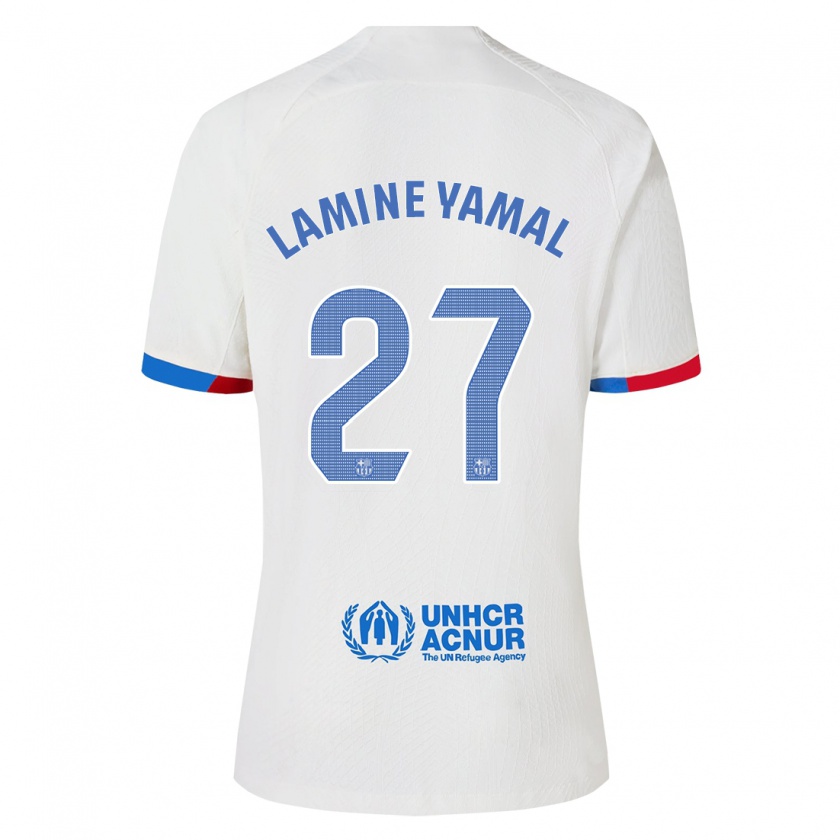 Kandiny Uomo Maglia Lamine Yamal #27 Bianco Kit Gara Away 2023/24 Maglietta