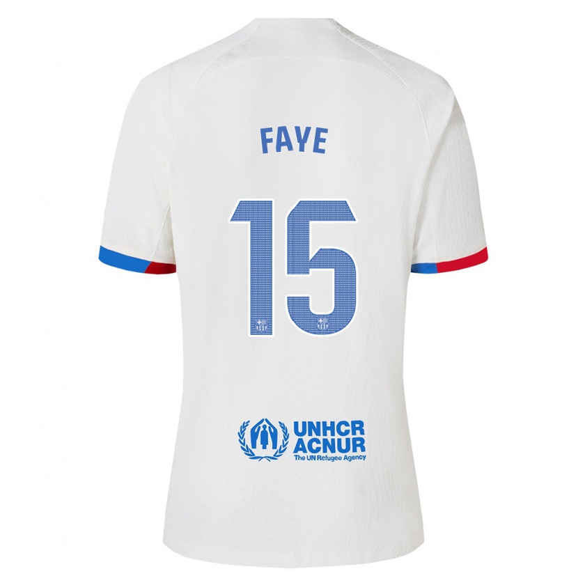 Kandiny Hombre Camiseta Mikayil Faye #15 Blanco 2ª Equipación 2023/24 La Camisa