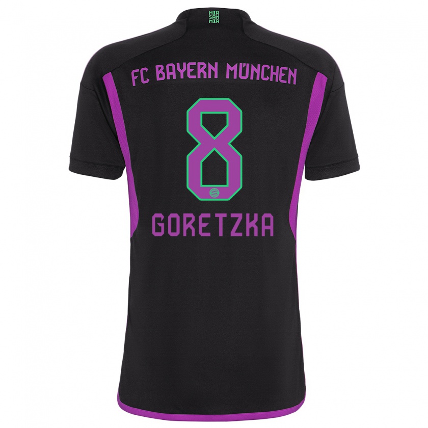 Kandiny Heren Leon Goretzka #8 Zwart Uitshirt Uittenue 2023/24 T-Shirt België