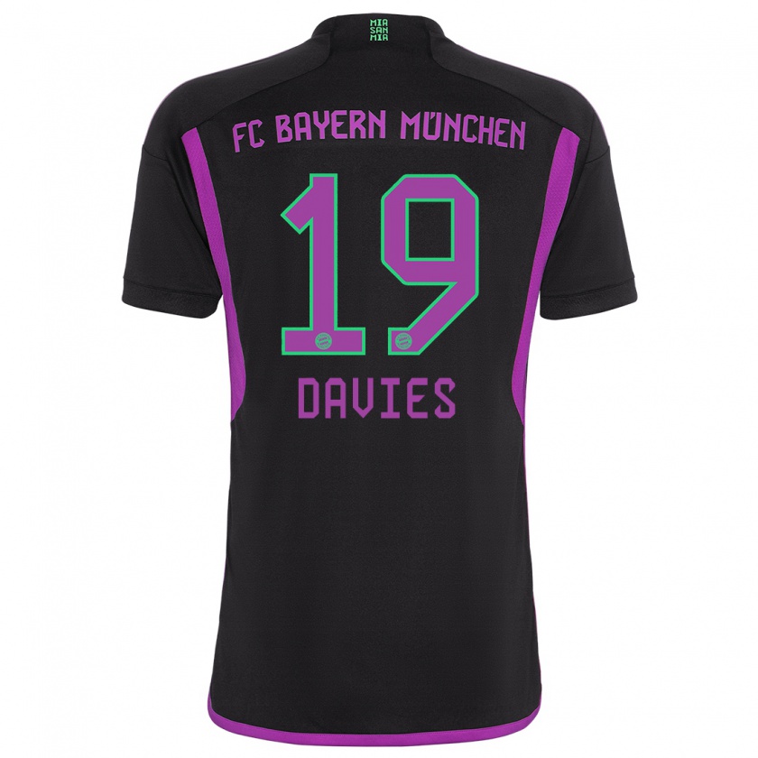 Kandiny Uomo Maglia Alphonso Davies #19 Nero Kit Gara Away 2023/24 Maglietta