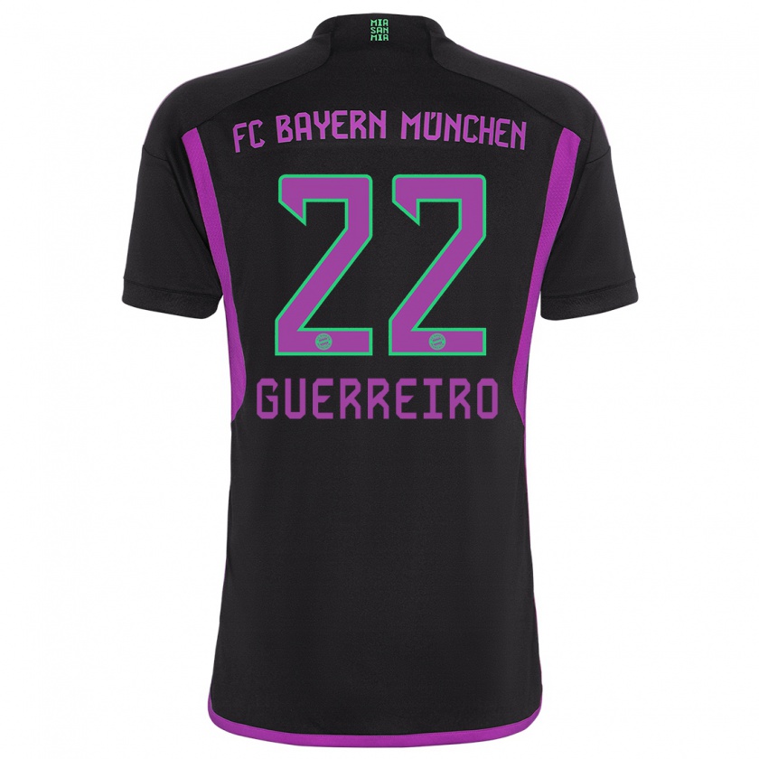 Kandiny Uomo Maglia Raphaël Guerreiro #22 Nero Kit Gara Away 2023/24 Maglietta