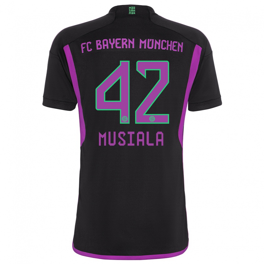 Kandiny Hombre Camiseta Jamal Musiala #42 Negro 2ª Equipación 2023/24 La Camisa