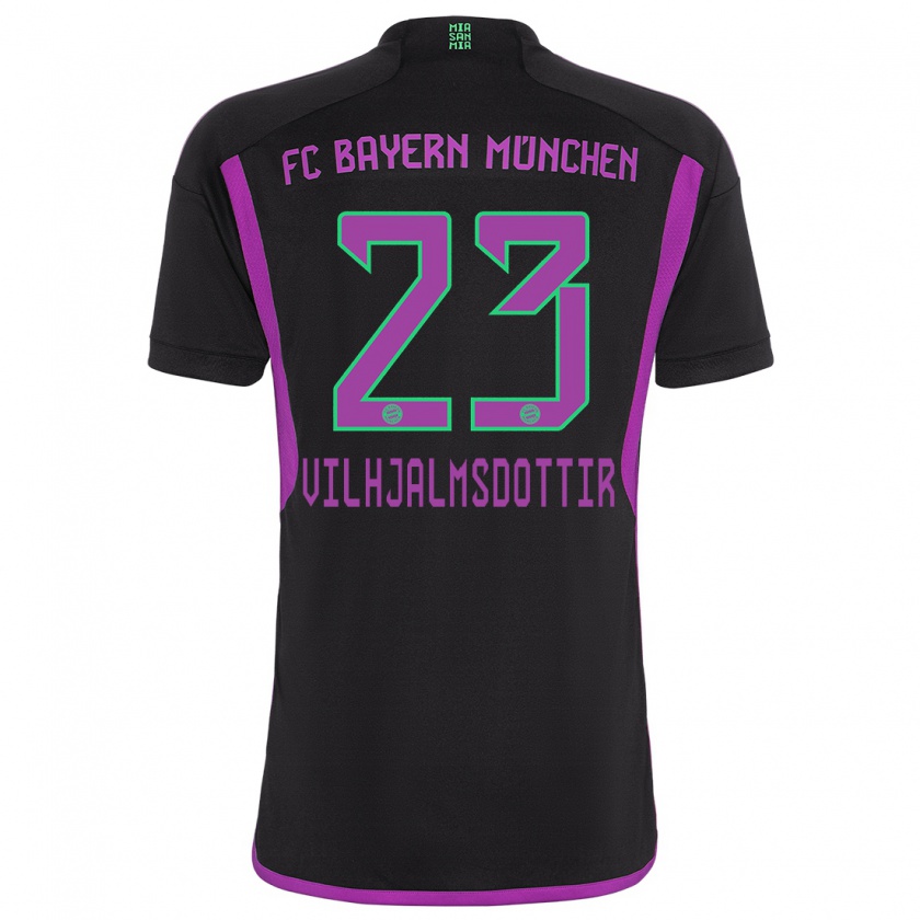 Kandiny Uomo Maglia Karolina Lea Vilhjalmsdottir #23 Nero Kit Gara Away 2023/24 Maglietta