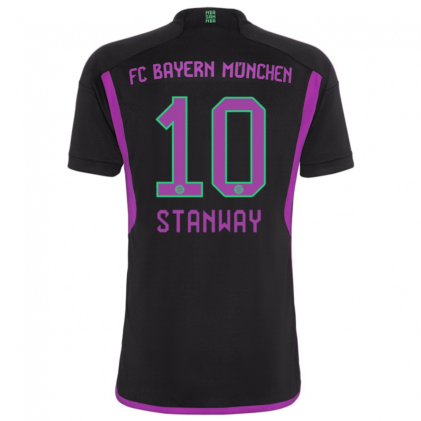 Kandiny Uomo Maglia Georgia Stanway #10 Nero Kit Gara Away 2023/24 Maglietta