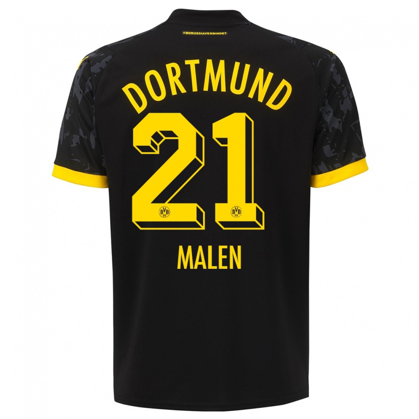 Kandiny Uomo Maglia Donyell Malen #21 Nero Kit Gara Away 2023/24 Maglietta