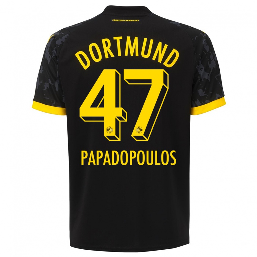 Kandiny Hombre Camiseta Antonios Papadopoulos #47 Negro 2ª Equipación 2023/24 La Camisa